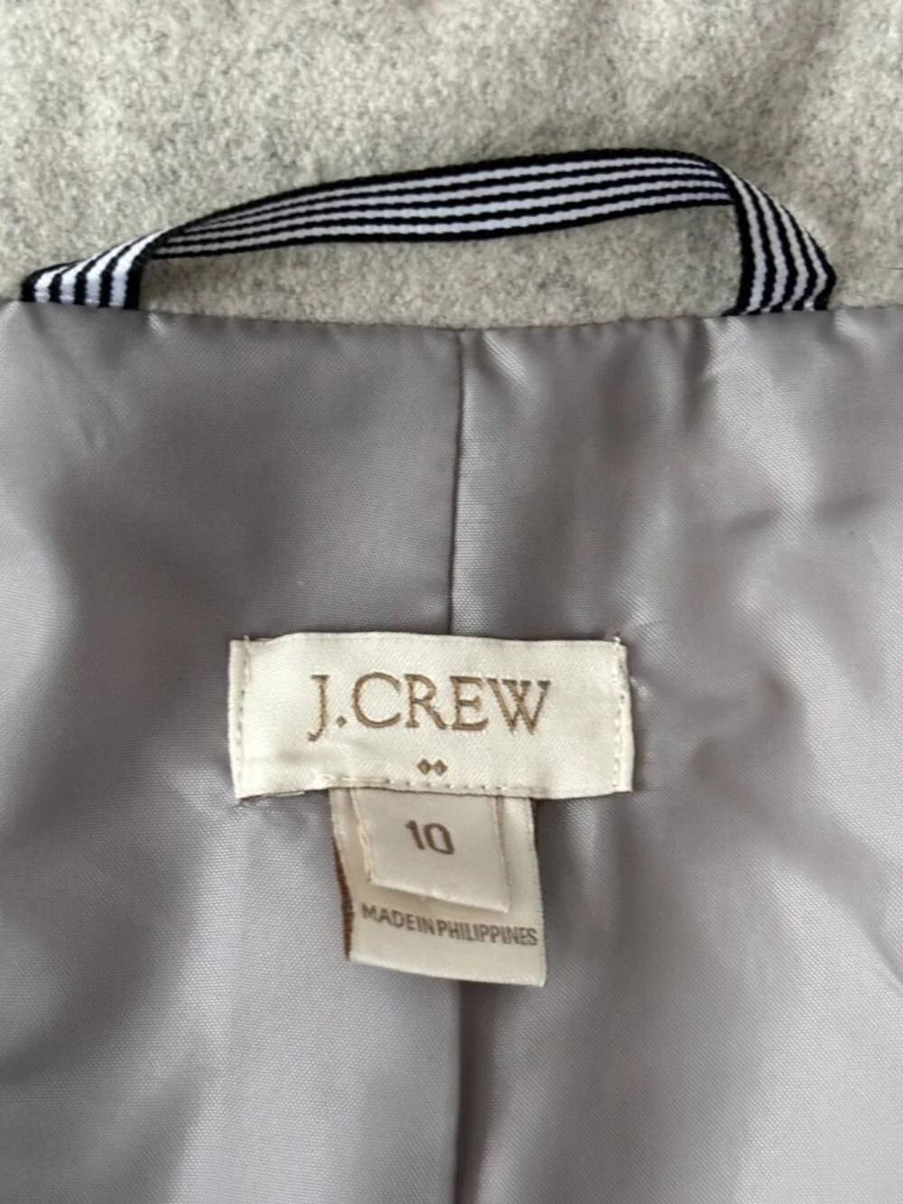 J Crew Womens Peacoat Size 10 Gray Wool Blend Button Down Collared Overcoat - Picture 5 of 7